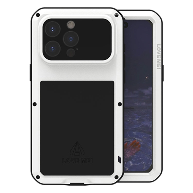 For iPhone 15 Pro Max LOVE MEI Metal Shockproof Life Waterproof Dustproof Phone Case(White) - free shipping - PMC TechLife - Order now!