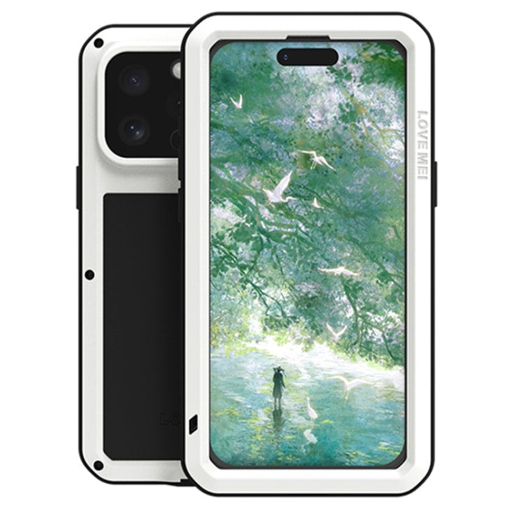For iPhone 16 Pro LOVE MEI Metal Shockproof Life Waterproof Dustproof Phone Case(White) - free shipping - PMC Jewellery - Order now!