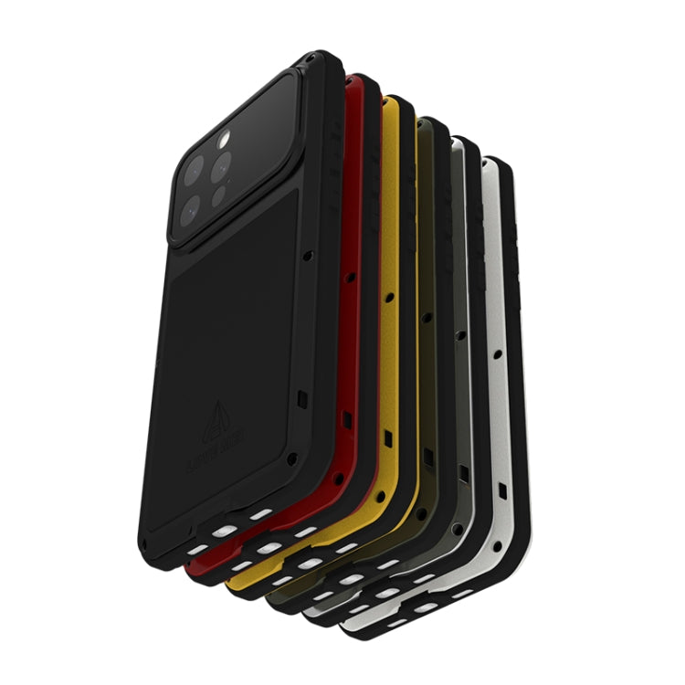 For iPhone 16 Pro LOVE MEI Metal Shockproof Life Waterproof Dustproof Phone Case(Yellow) - free shipping - PMC Jewellery - Order now!