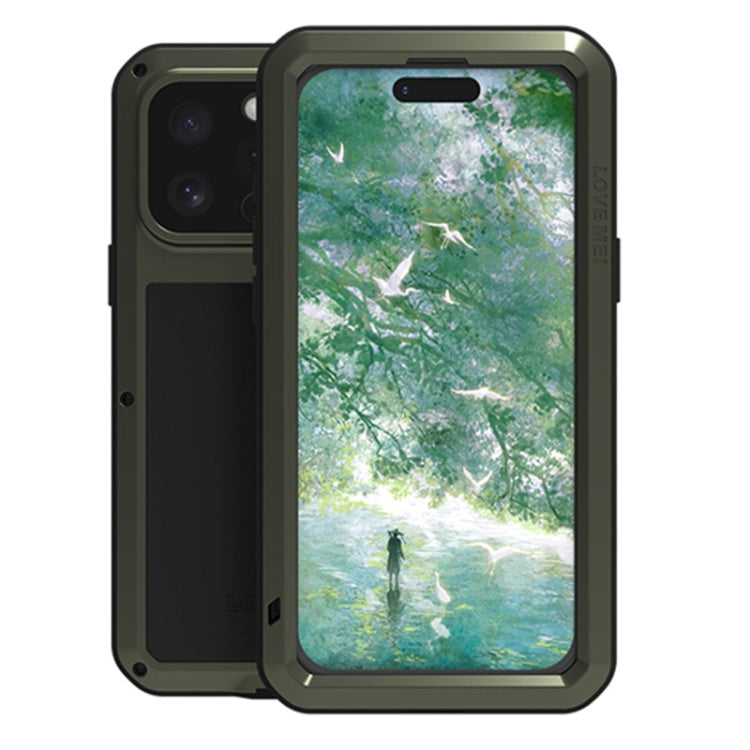 For iPhone 16 Pro LOVE MEI Metal Shockproof Life Water-resistant Dustproof Phone Case(Army Green) - iPhone 16 Pro Cases by LOVE MEI | Online Shopping South Africa | PMC Jewellery | Buy Now Pay Later Mobicred
