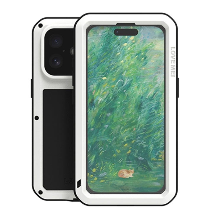 For iPhone 16 LOVE MEI Metal Shockproof Life Waterproof Dustproof Phone Case(White) - iPhone 16 Cases by LOVE MEI | Online Shopping South Africa | PMC Jewellery | Buy Now Pay Later Mobicred