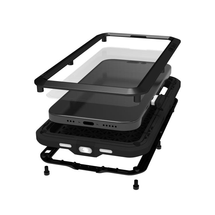 For iPhone 16 LOVE MEI Metal Shockproof Life Waterproof Dustproof Phone Case(Army Green) - free shipping - PMC Jewellery - Order now!