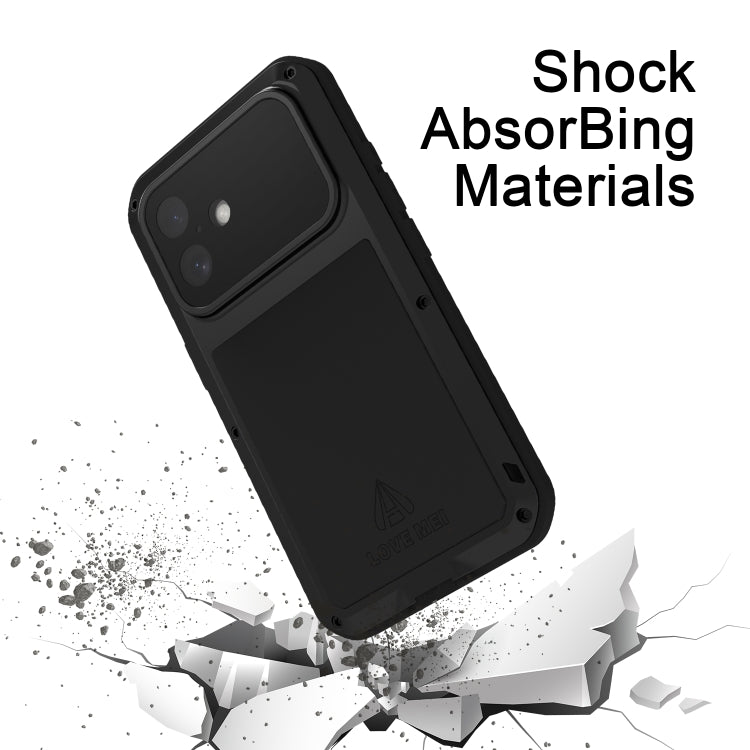 For iPhone 16 LOVE MEI Metal Shockproof Life Waterproof Dustproof Phone Case(Army Green) - free shipping - PMC Jewellery - Order now!