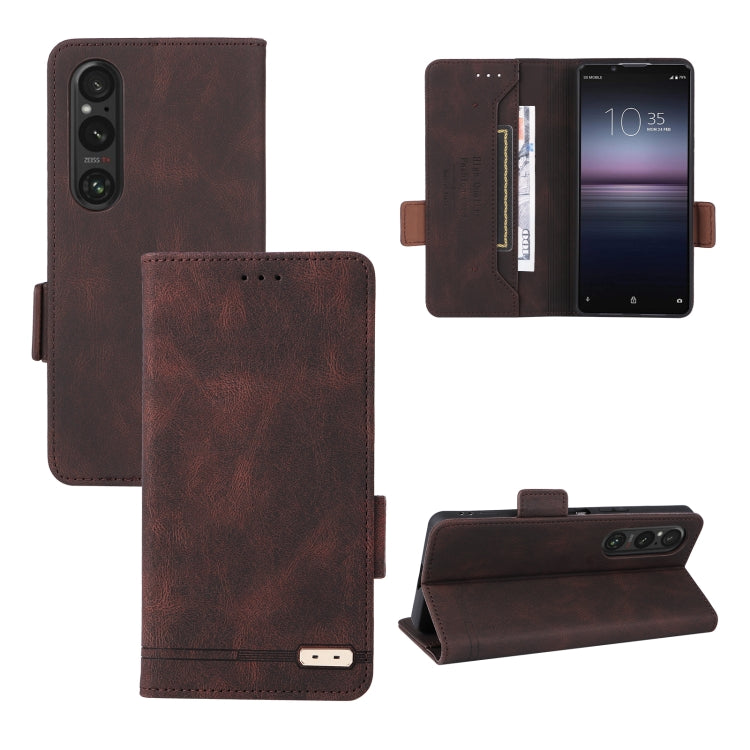 For Sony Xperia 1 VI 2024 Magnetic Clasp Leather Phone Case(Brown) - Sony Cases by PMC Jewellery | Online Shopping South Africa | PMC Jewellery | Buy Now Pay Later Mobicred