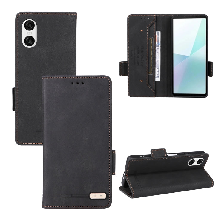 For Sony Xperia 10 VI 2024 Magnetic Clasp Leather Phone Case(Black) - Sony Cases by PMC Jewellery | Online Shopping South Africa | PMC Jewellery | Buy Now Pay Later Mobicred