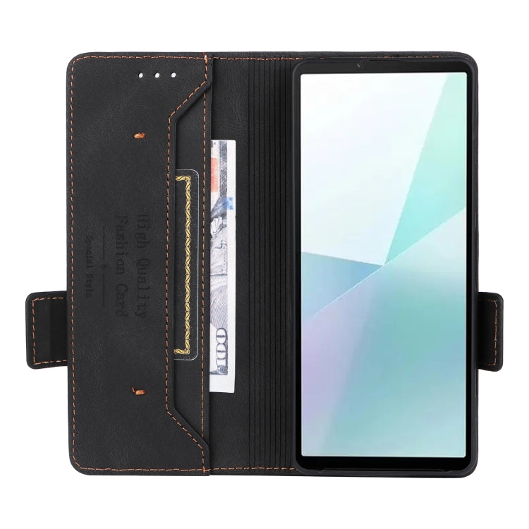For Sony Xperia 10 VI 2024 Magnetic Clasp Leather Phone Case(Black) - Sony Cases by PMC Jewellery | Online Shopping South Africa | PMC Jewellery | Buy Now Pay Later Mobicred