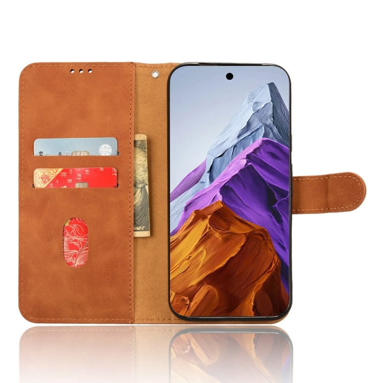 For Google Pixel 9 Pro Skin Feel Magnetic Flip Leather Phone Case(Brown) - Google Cases by PMC TechLife | Online Shopping South Africa | PMC TechLife | Buy Now Pay Later Mobicred