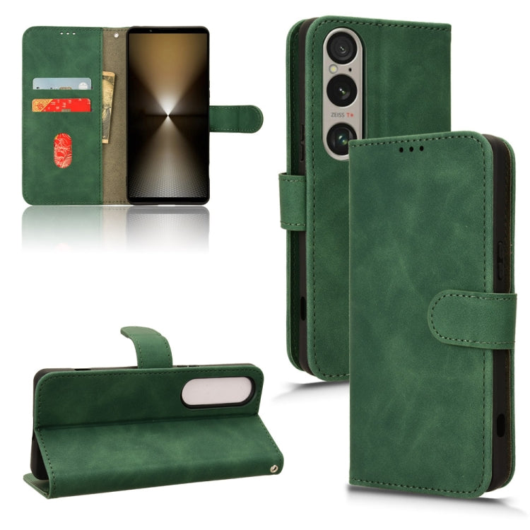 For Sony Xperia 1 VI 2024 Skin Feel Magnetic Flip Leather Phone Case(Green) - Sony Cases by PMC Jewellery | Online Shopping South Africa | PMC Jewellery | Buy Now Pay Later Mobicred