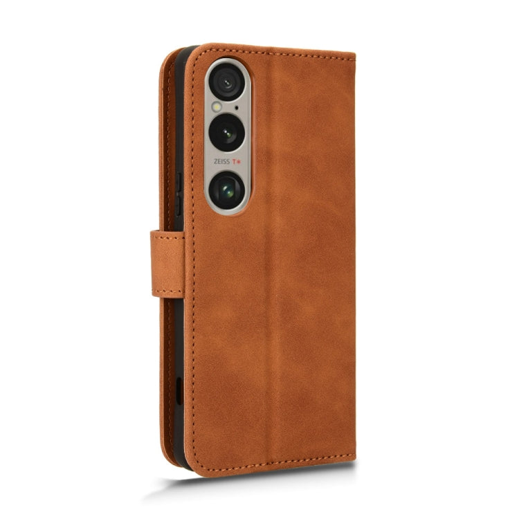 For Sony Xperia 1 VI 2024 Skin Feel Magnetic Flip Leather Phone Case(Brown) - Sony Cases by PMC Jewellery | Online Shopping South Africa | PMC Jewellery | Buy Now Pay Later Mobicred