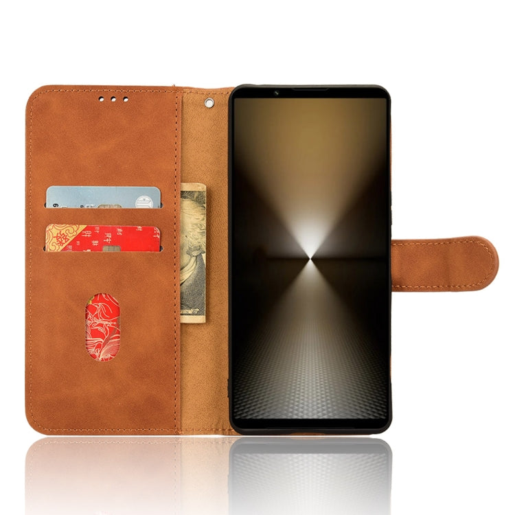 For Sony Xperia 1 VI 2024 Skin Feel Magnetic Flip Leather Phone Case(Brown) - Sony Cases by PMC Jewellery | Online Shopping South Africa | PMC Jewellery | Buy Now Pay Later Mobicred