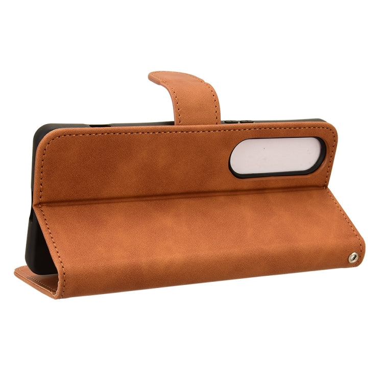 For Sony Xperia 1 VI 2024 Skin Feel Magnetic Flip Leather Phone Case(Brown) - Sony Cases by PMC Jewellery | Online Shopping South Africa | PMC Jewellery | Buy Now Pay Later Mobicred