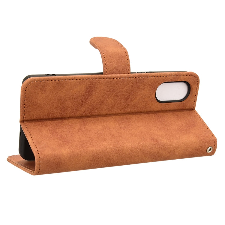 For Sony Xperia 10 VI 2024 Skin Feel Magnetic Flip Leather Phone Case(Brown) - Sony Cases by PMC Jewellery | Online Shopping South Africa | PMC Jewellery | Buy Now Pay Later Mobicred