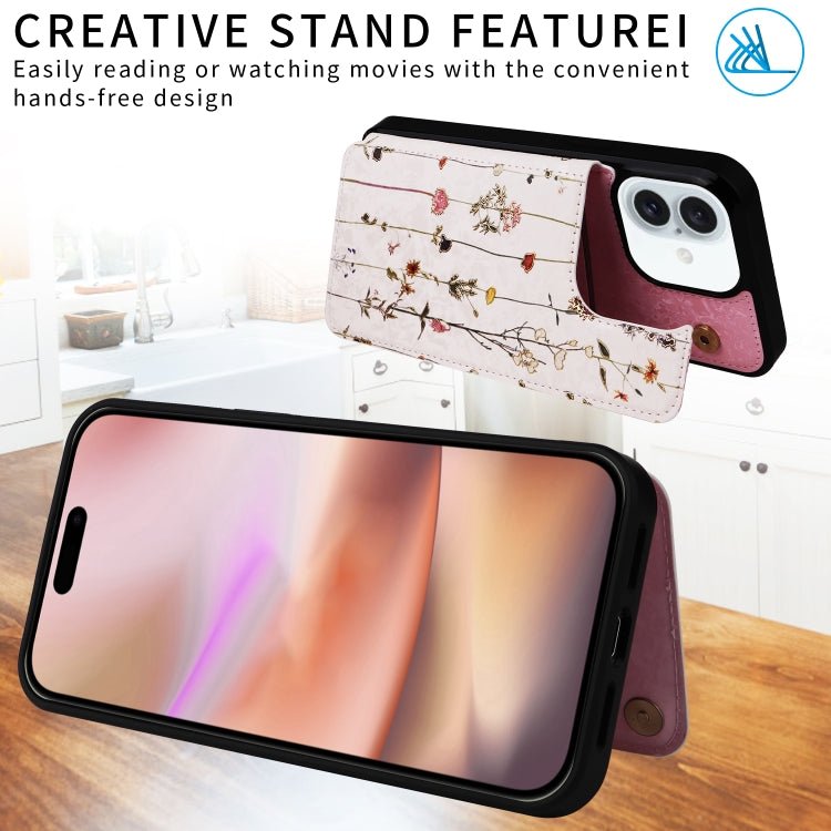 For iPhone 16 Plus Printed Double Buckle RFID Anti-theft Phone Case(Dried Flower World) - free shipping - PMC TechLife - Order now!