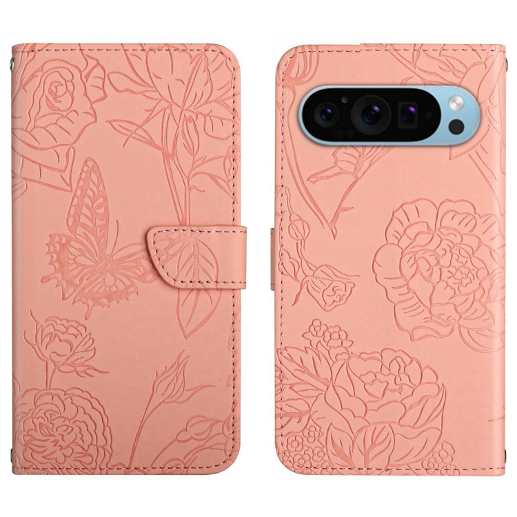For Google Pixel 9 Skin Feel Butterfly Embossed Flip Leather Phone Case(Pink) - Google Cases by PMC TechLife | Online Shopping South Africa | PMC TechLife | Buy Now Pay Later Mobicred