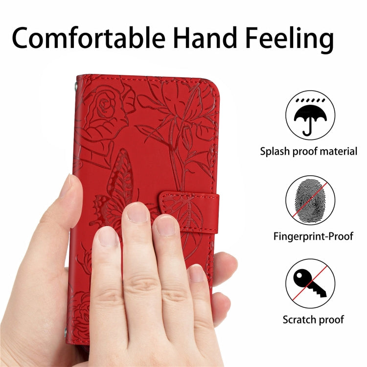 For Google Pixel 9 Skin Feel Butterfly Embossed Flip Leather Phone Case(Red) - Google Cases by PMC TechLife | Online Shopping South Africa | PMC TechLife | Buy Now Pay Later Mobicred