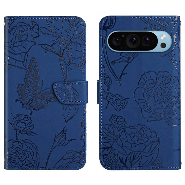 For Google Pixel 9 Pro Skin Feel Butterfly Embossed Flip Leather Phone Case(Blue) - Google Cases by PMC TechLife | Online Shopping South Africa | PMC TechLife | Buy Now Pay Later Mobicred