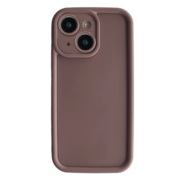 For iPhone 15 Plus Fine Hole Shockproof Frame Frosted TPU Phone Case(Brown) - iPhone 15 Plus Cases by PMC TechLife | Online Shopping South Africa | PMC TechLife