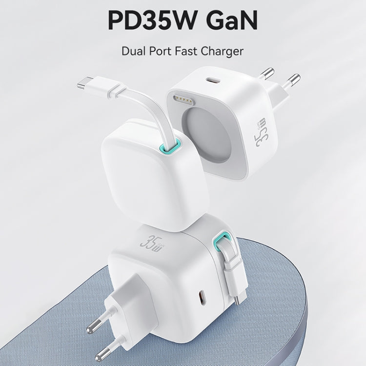 USAMS US-CC202 SMF Series PD35W Dual Type-C Port GaN Fast Charger, EU Plug(White) - free shipping - PMC Jewellery - Order now!