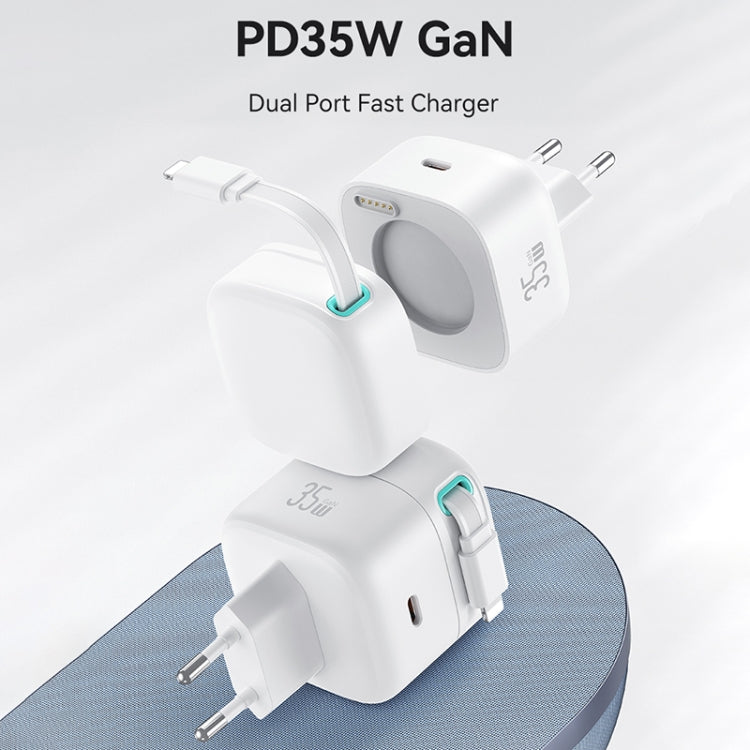 USAMS US-CC209 SMF Series PD35W 8 Pin + Type-C Dual Port GaN Fast Charger, EU Plug(Black) - free shipping - PMC Jewellery - Order now!