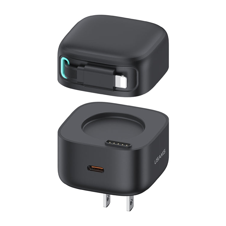 USAMS US-CC210 SMF Series PD35W 8 Pin + Type-C Dual Port GaN Fast Charger, US Plug(Black) - free shipping - PMC Jewellery - Order now!
