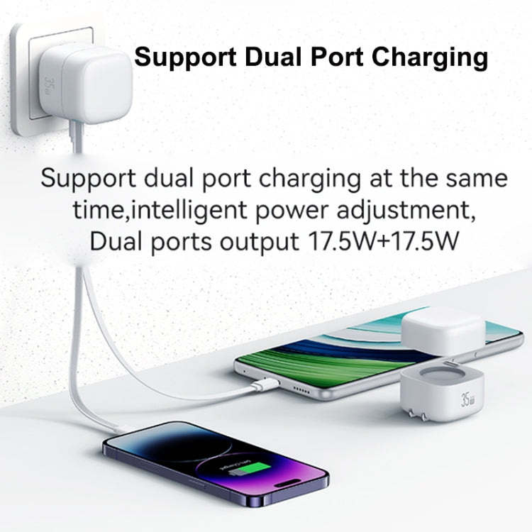 USAMS US-CC210 SMF Series PD35W 8 Pin + Type-C Dual Port GaN Fast Charger, US Plug(Black) - free shipping - PMC Jewellery - Order now!