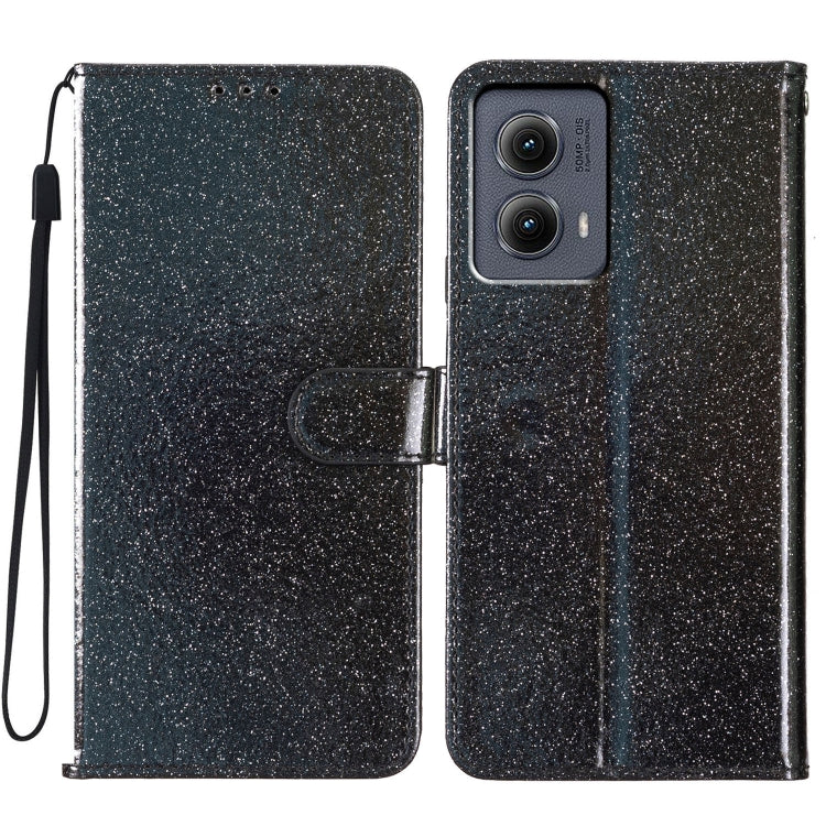 For Motorola Edge 2024 Glitter Powder Flip Leather Phone Case(Black) - Motorola Cases by PMC Jewellery | Online Shopping South Africa | PMC Jewellery | Buy Now Pay Later Mobicred