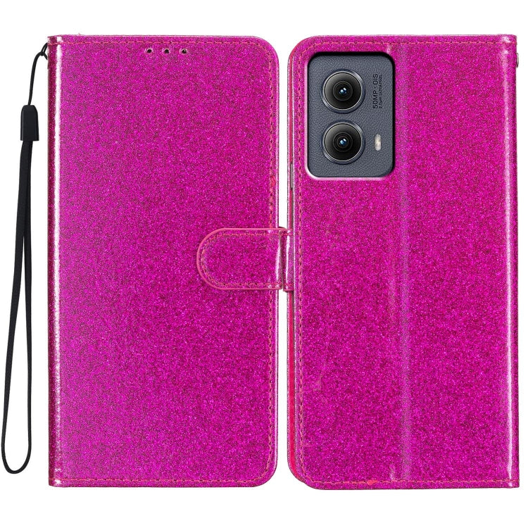 For Motorola Edge 2024 Glitter Powder Flip Leather Phone Case(Rose Red) - Motorola Cases by PMC Jewellery | Online Shopping South Africa | PMC Jewellery | Buy Now Pay Later Mobicred
