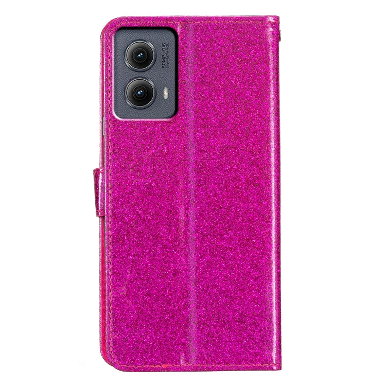 For Motorola Edge 2024 Glitter Powder Flip Leather Phone Case(Rose Red) - Motorola Cases by PMC Jewellery | Online Shopping South Africa | PMC Jewellery | Buy Now Pay Later Mobicred