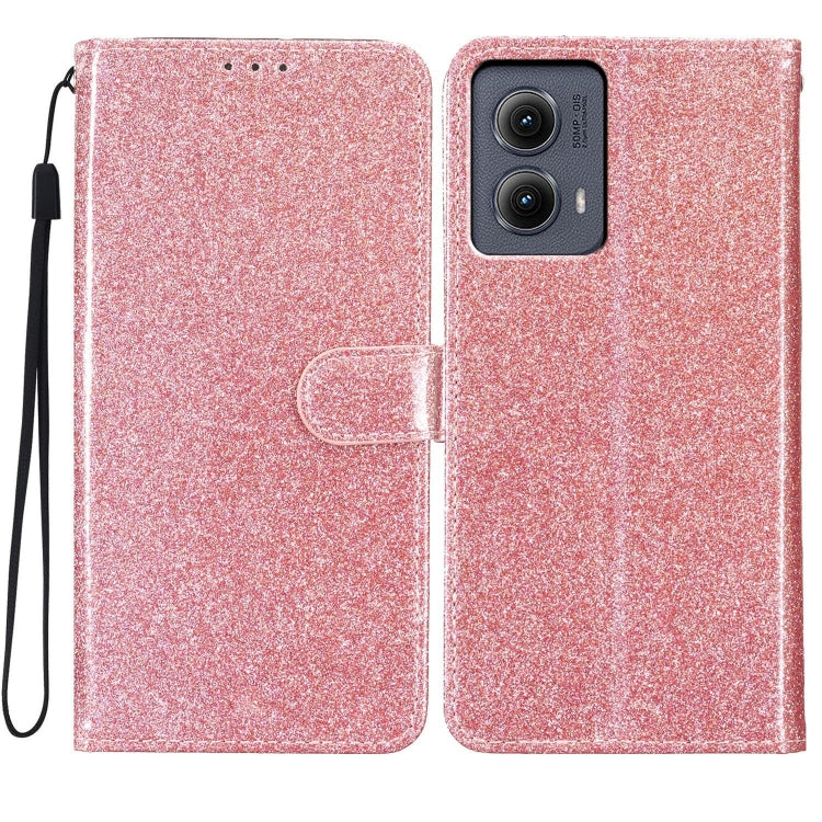 For Motorola Edge 2024 Glitter Powder Flip Leather Phone Case(Rose Gold) - Motorola Cases by PMC Jewellery | Online Shopping South Africa | PMC Jewellery | Buy Now Pay Later Mobicred