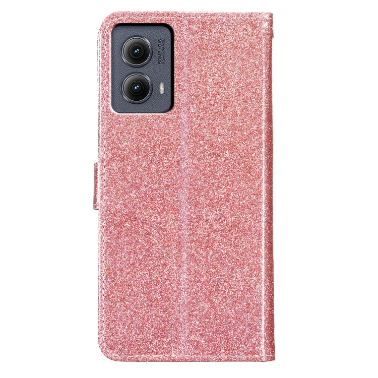 For Motorola Edge 2024 Glitter Powder Flip Leather Phone Case(Rose Gold) - Motorola Cases by PMC Jewellery | Online Shopping South Africa | PMC Jewellery | Buy Now Pay Later Mobicred
