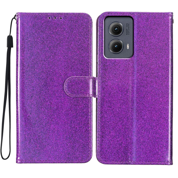 For Motorola Edge 2024 Glitter Powder Flip Leather Phone Case(Purple) - Motorola Cases by PMC Jewellery | Online Shopping South Africa | PMC Jewellery | Buy Now Pay Later Mobicred
