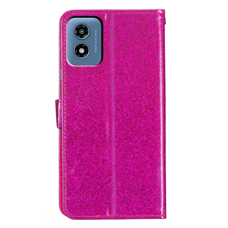 For Motorola Moto G Play 2024 Glitter Powder Flip Leather Phone Case(Rose Red) - Motorola Cases by PMC Jewellery | Online Shopping South Africa | PMC Jewellery | Buy Now Pay Later Mobicred
