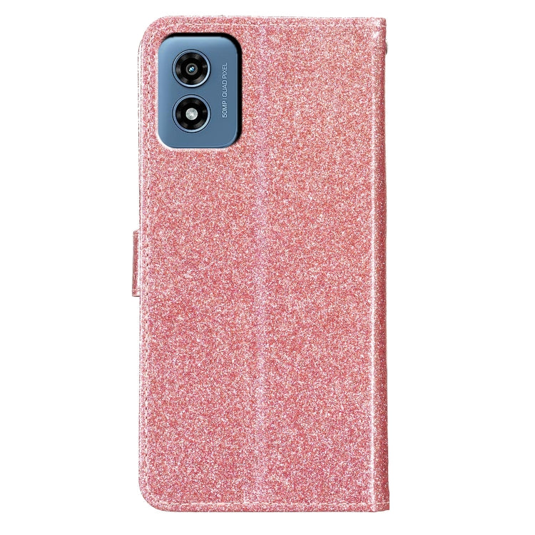 For Motorola Moto G Play 2024 Glitter Powder Flip Leather Phone Case(Rose Gold) - Motorola Cases by PMC Jewellery | Online Shopping South Africa | PMC Jewellery | Buy Now Pay Later Mobicred