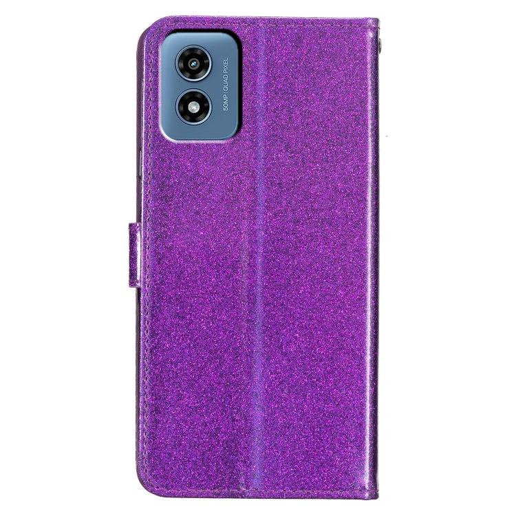 For Motorola Moto G Play 2024 Glitter Powder Flip Leather Phone Case(Purple) - Motorola Cases by PMC Jewellery | Online Shopping South Africa | PMC Jewellery | Buy Now Pay Later Mobicred