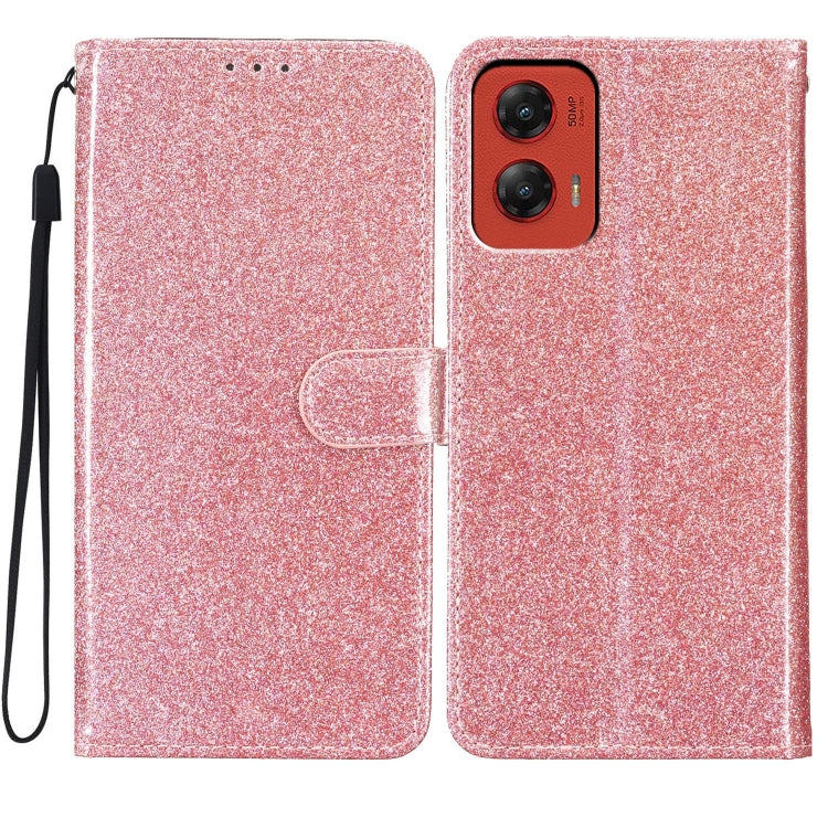 For Motorola Moto G Stylus 5G 2024 Glitter Powder Flip Leather Phone Case(Rose Gold) - Motorola Cases by PMC Jewellery | Online Shopping South Africa | PMC Jewellery | Buy Now Pay Later Mobicred