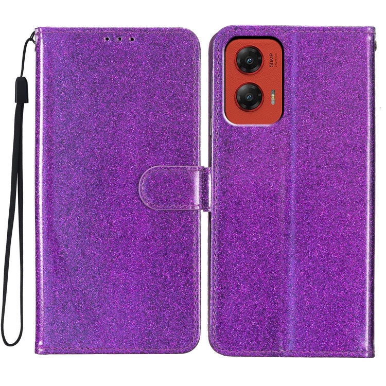 For Motorola Moto G Stylus 5G 2024 Glitter Powder Flip Leather Phone Case(Purple) - Motorola Cases by PMC Jewellery | Online Shopping South Africa | PMC Jewellery | Buy Now Pay Later Mobicred