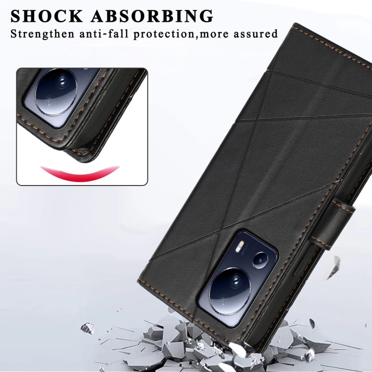 For Xiaomi 13 Lite PU Genuine Leather Texture Embossed Line Phone Case(Black) - 13 Lite Cases by PMC TechLife | Online Shopping South Africa | PMC TechLife | Buy Now Pay Later Mobicred