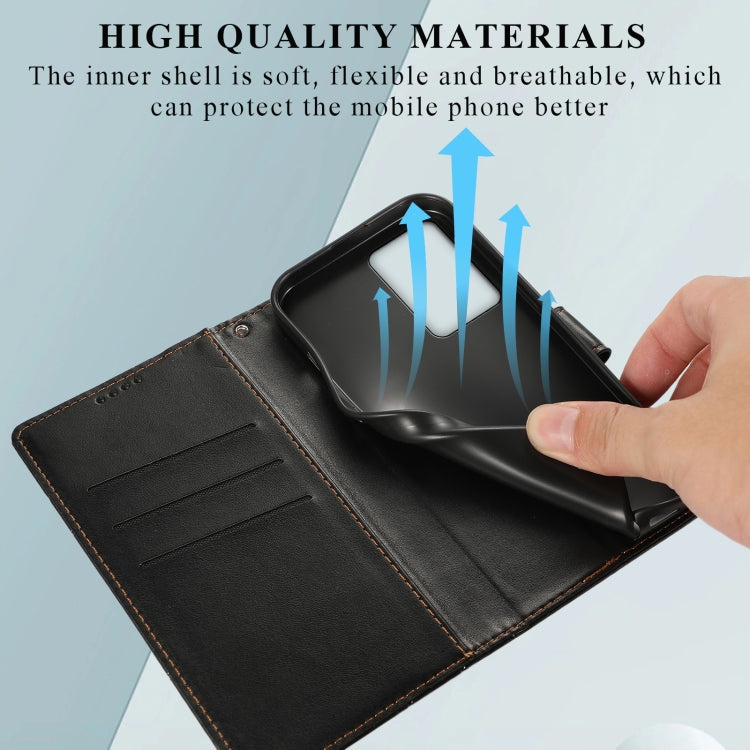 For Xiaomi 13 Lite PU Genuine Leather Texture Embossed Line Phone Case(Black) - 13 Lite Cases by PMC TechLife | Online Shopping South Africa | PMC TechLife | Buy Now Pay Later Mobicred