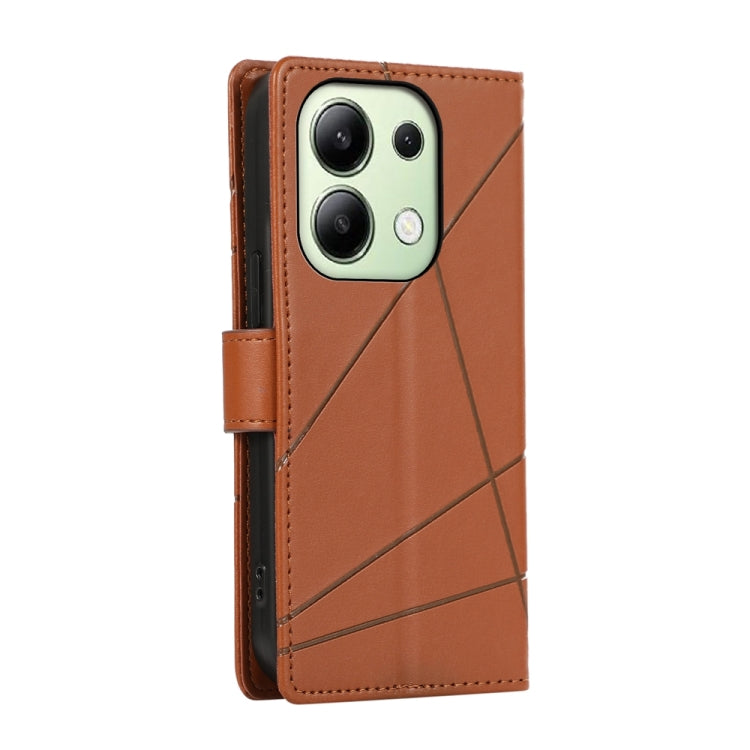 For Xiaomi Redmi Note 13 4G PU Genuine Leather Texture Embossed Line Phone Case(Brown) - Note 13 Cases by PMC TechLife | Online Shopping South Africa | PMC TechLife | Buy Now Pay Later Mobicred