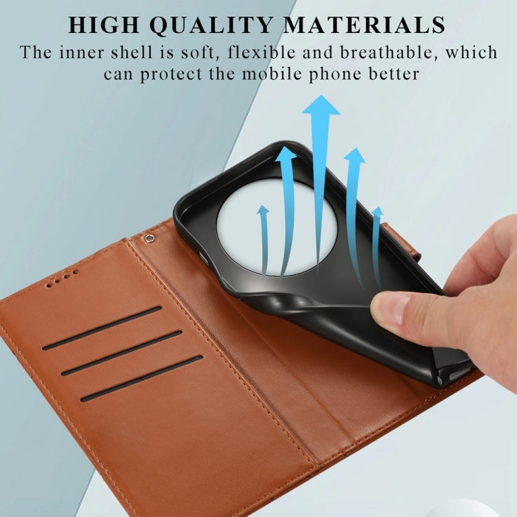For Xiaomi 14 Ultra PU Genuine Leather Texture Embossed Line Phone Case(Brown) - 14 Ultra Cases by PMC TechLife | Online Shopping South Africa | PMC TechLife | Buy Now Pay Later Mobicred