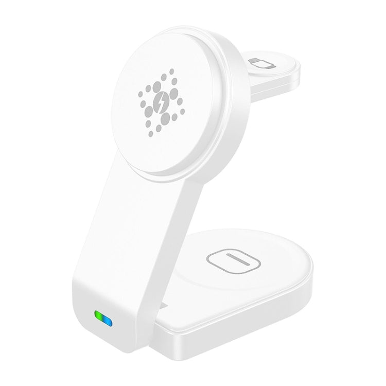 B-23 3 in 1 Foldable Magnetic Wireless Charger Phone Holder, Plug:AU Plug(White) - Wireless Charger by PMC TechLife | Online Shopping South Africa | PMC TechLife