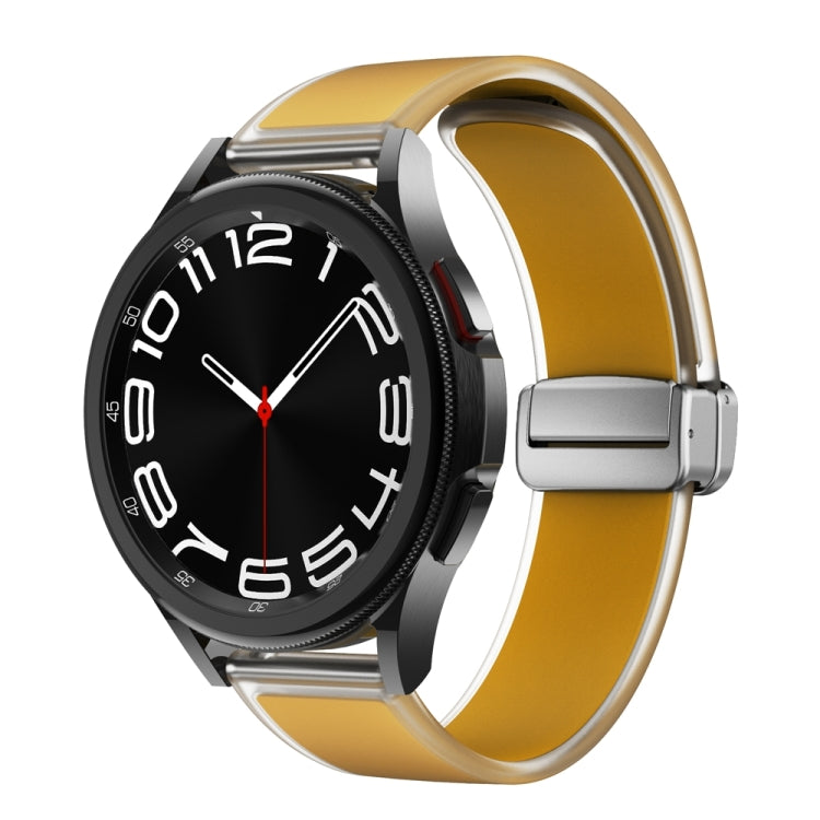 For Samsung Galaxy Watch6 / 5 / 4 Translucent Magnetic Silver Buckle Silicone Watch Band(Dark Yellow) - free shipping - PMc TechLife - Order now!