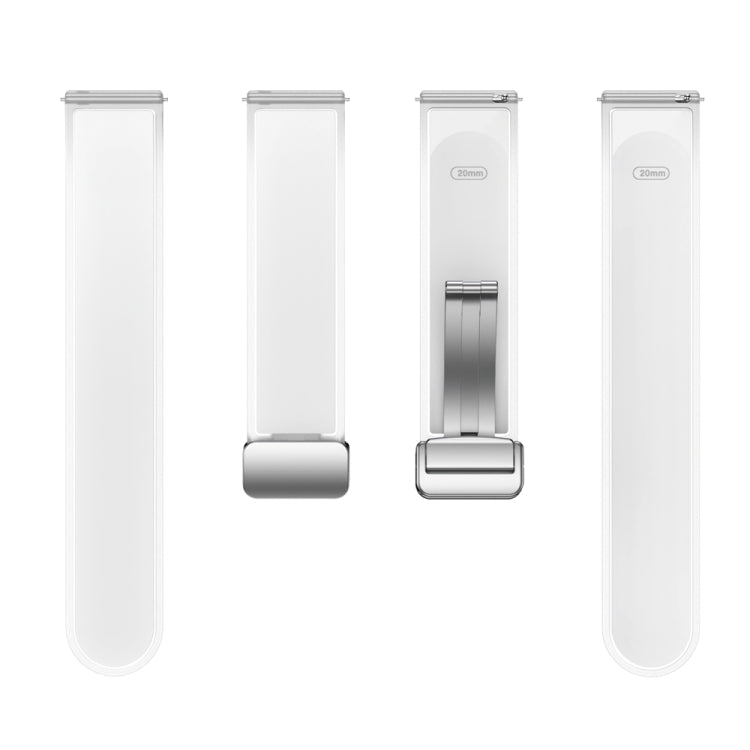For Samsung Galaxy Watch6 / 5 / 4 Translucent Magnetic Silver Buckle Silicone Watch Band(White) - free shipping - PMc TechLife - Order now!