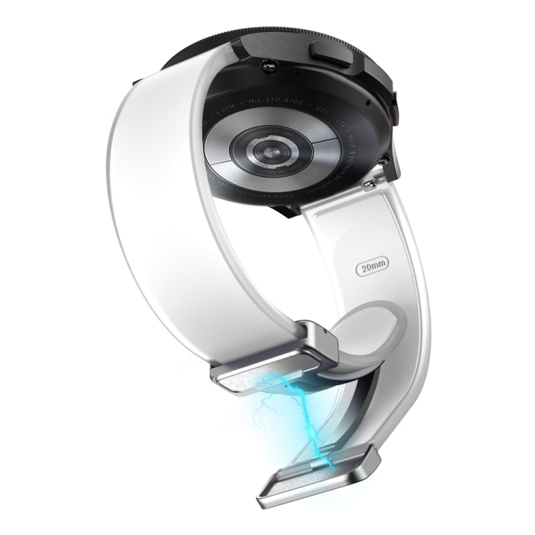 For Samsung Galaxy Watch6 / 5 / 4 Translucent Magnetic Silver Buckle Silicone Watch Band(White) - free shipping - PMc TechLife - Order now!