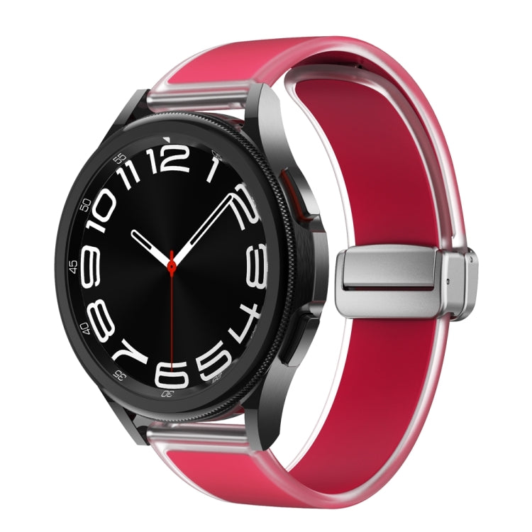 For Samsung Galaxy Watch6 / 5 / 4 Translucent Magnetic Silver Buckle Silicone Watch Band(Magenta) - free shipping - PMc TechLife - Order now!