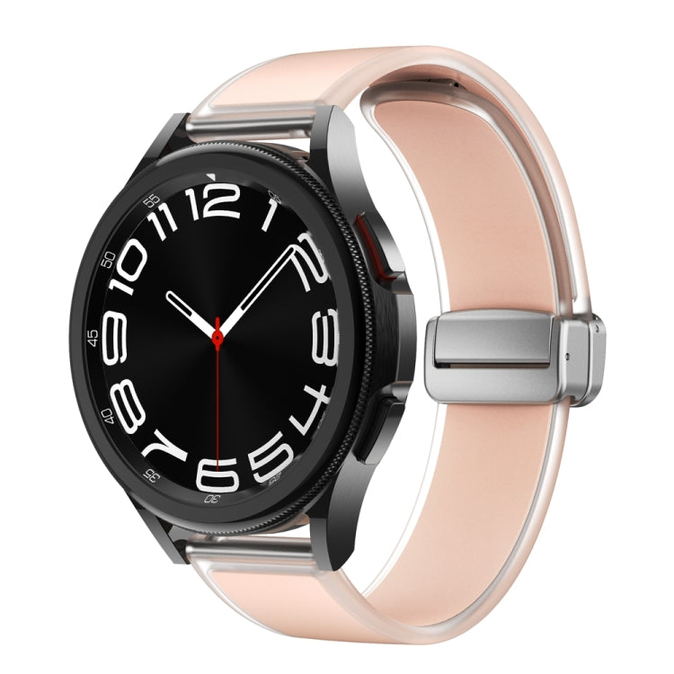 For Samsung Galaxy Watch6 / 5 / 4 Translucent Magnetic Silver Buckle Silicone Watch Band(Pink) - free shipping - PMc TechLife - Order now!