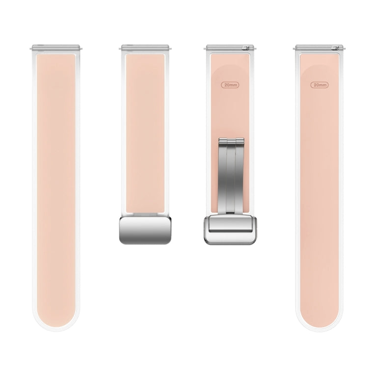 For Samsung Galaxy Watch6 / 5 / 4 Translucent Magnetic Silver Buckle Silicone Watch Band(Pink) - free shipping - PMc TechLife - Order now!