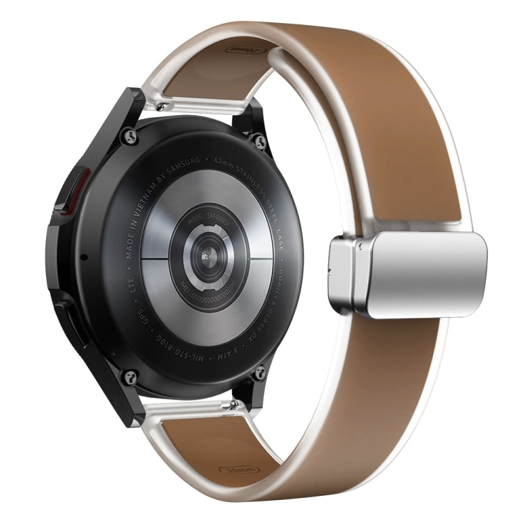 For Samsung Galaxy Watch6 / 5 / 4 Translucent Magnetic Silver Buckle Silicone Watch Band(Dark Brown) - free shipping - PMc TechLife - Order now!