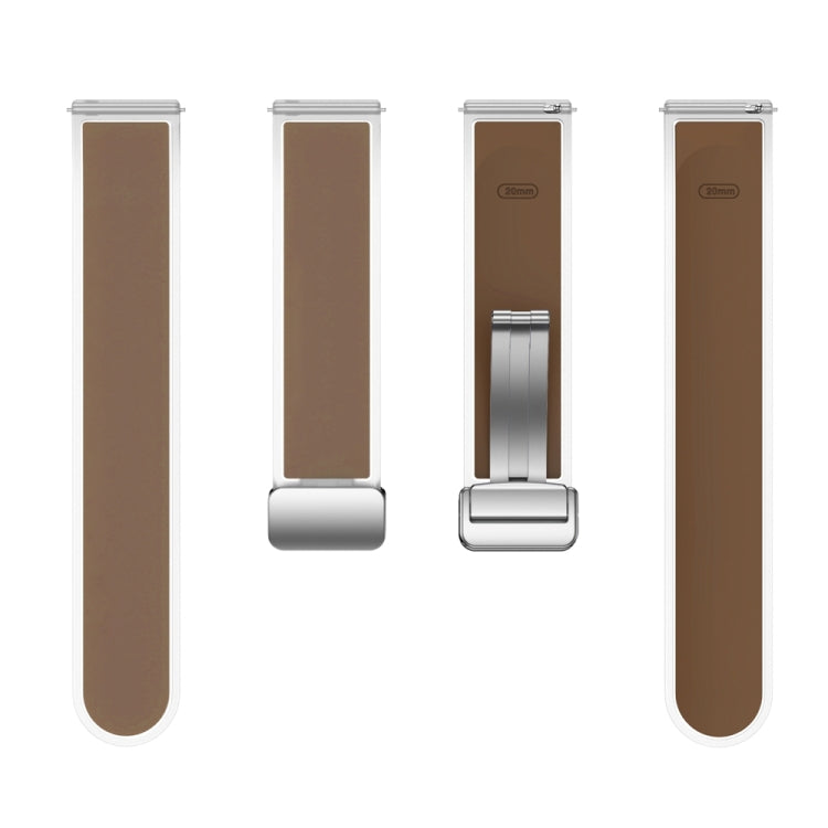 For Samsung Galaxy Watch6 / 5 / 4 Translucent Magnetic Silver Buckle Silicone Watch Band(Dark Brown) - free shipping - PMc TechLife - Order now!