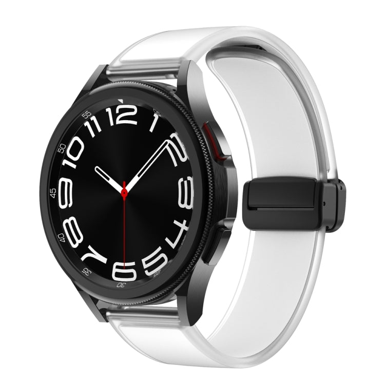 For Samsung Galaxy Watch6 / 5 / 4 Translucent Magnetic Black Buckle Silicone Watch Band(White) - free shipping - PMc TechLife - Order now!
